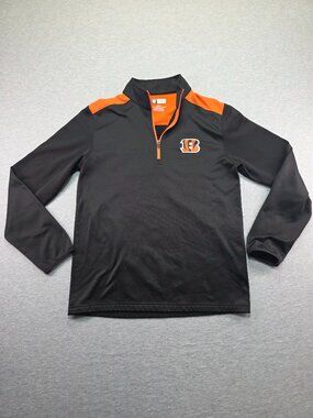 NFL Team Apparel Cincinnati Bengals 1/4 Zip Pullover Black Orange Size M